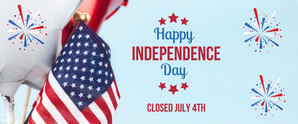Image of AA flag and Closed for July 4th