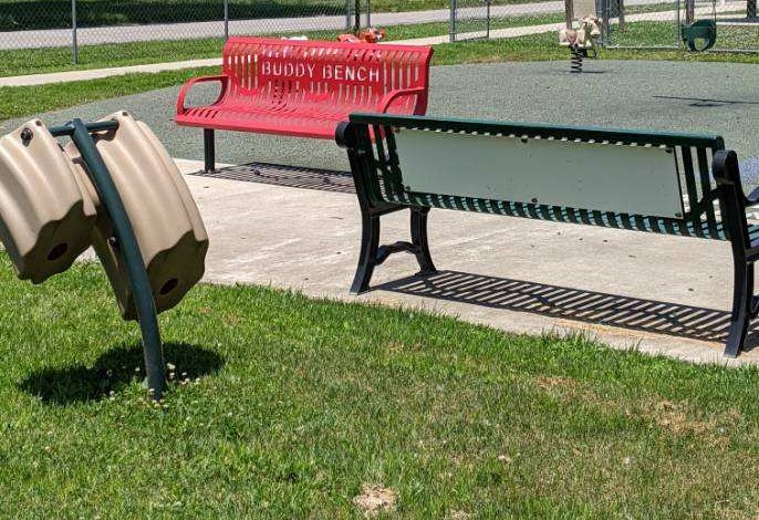 picture of bench and bongo drums